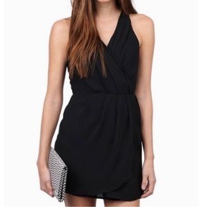 Tobi Black Pleated Chiffon Mini Dress